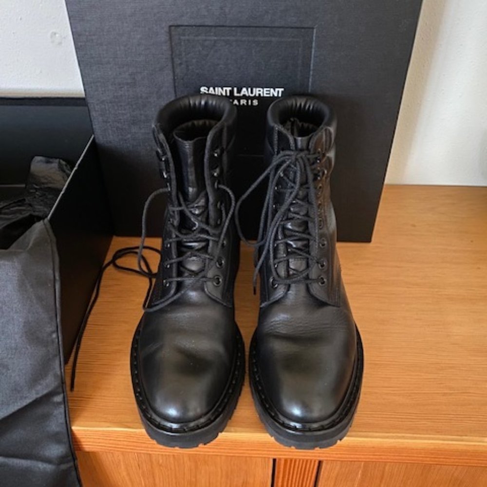 Saint Laurent Paris Black Combat Boots size 37